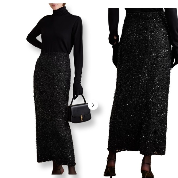 Camille La Vie high-waisted sequinned skirt black Sz US 8 - Picture 2 of 14